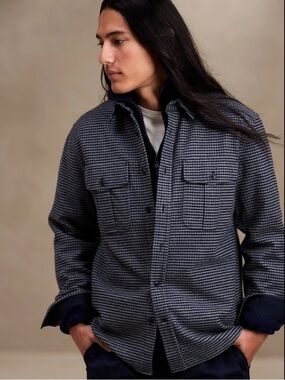 Banana Republic Blue Explorer Heavy Flannel Shirt Jacket